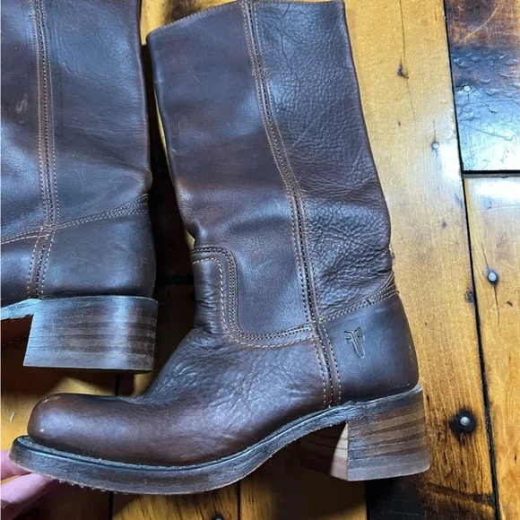 Vintage Frye Campus 14L Boots Women 6 M Brown Distressed Square Toe Western - Picture 4 of 9